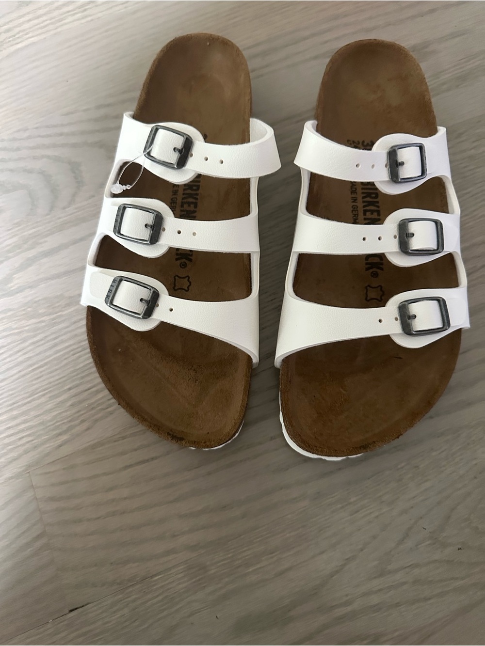 Birkenstock White Triple-Buckle Slide Sandals
